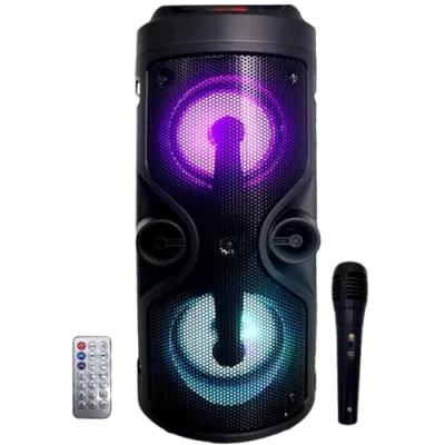Afbeelding van Bluetooth luidspreker, draagbare luidspreker met karaoke modus en microfoon, FM radio USB SD speler, discoverlichting, draadloze