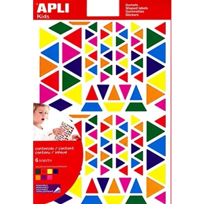 Afbeelding van Apli Kids verwijderbare stickers, driehoek, blister met 720 stuks in geassorteerde kleuren en groott