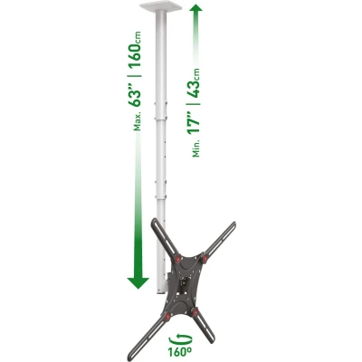 Afbeelding van Barkan Plafondbeugel 13 inch 75 inch/33cm 191cm Vlak/Gebogen TV Kijkhoek Uittrekbaar Draaibaar &amp; Kantelbaar