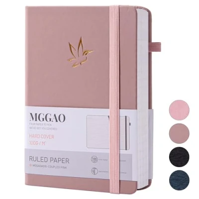 Afbeelding van MGGAO gelinieerd notitieboek om te schrijven, dagboek met 320 pagina&#039;s, hardcover 100 g/m² dik papier, A5 formaat voor werk, studie