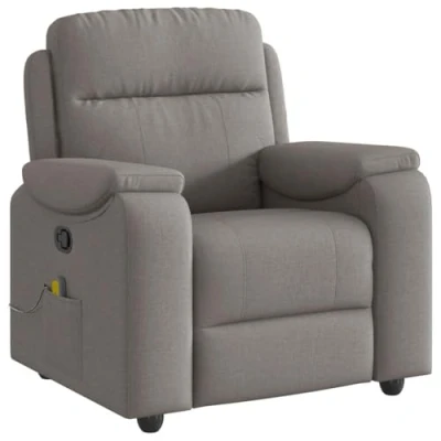 Afbeelding van VidaXL, Massagestoelen, Massage Fauteuil Taupe stof TV met massagefunctie