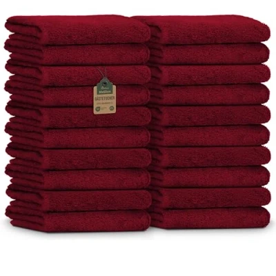 Image de NatureMark Lot de 20 serviettes d&#039;invité en tissu éponge, 30 x 50 cm, 100% coton, rouge bordeaux