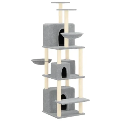 Afbeelding van vidaXL Kattenmeubel met sisal krabpalen 180 cm lichtgrijs