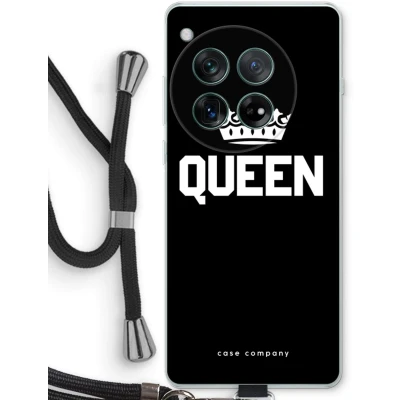 Afbeelding van Case Company® hoesje met Koord geschikt voor OnePlus 12r Queen Zwart Telefoonhoesje Bescherming aan alle Kanten en Over de Schermrand