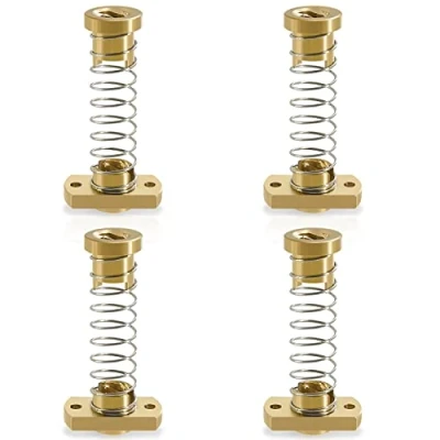 Afbeelding van GZLCEU Set van 4 T8 messing terugslagmoeren Veergespleten moeren voor 3D printer Ender CR Tornado Z as 8 mm Schroefdraadstang