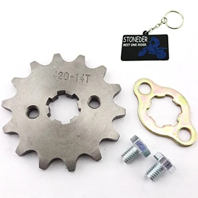 Afbeelding van STONEDER 420 14T 17 mm voorkettingtandwiel, 14 tanden, voor off road motorfiets, quad 50 cc, 70 90 110 125 140 150 160 cc