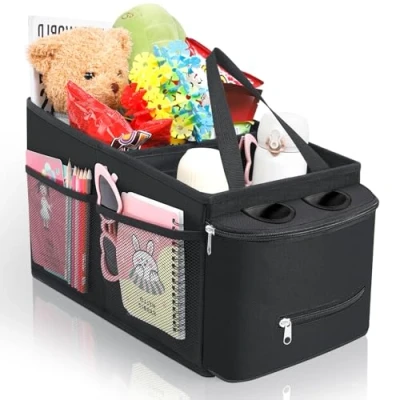Image de Romon Organiseur de voiture, organisateur coffre siège avant arrière, enfants pour caddie avec séparateur, poignées et poches multiples, en filet jouets