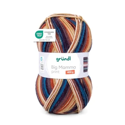 Afbeelding van Gründl Big Mamma Print XXL breiwol 400 g / 1040 m kleurverloop 100% polyacryl koper paars beige wit