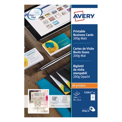 Image de Avery zweckform C32011 10 cartes de visite 85 x 54 mm (100 pièces) blanc mat
