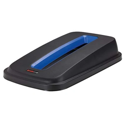 Afbeelding van Rotho Selecto Premium afvalcontainerdeksel, 55 l/70 l, ideaal voor papier, kunststof (PP), BPA vrij, zwart/blauw (49,0 x 29,0 9,0 cm)