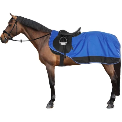 Afbeelding van EQUITHÈME Uitrijdeken Tyrex 1200D Fleece Blauw/Zwart 165