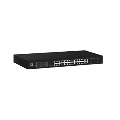 Afbeelding van LevelOne Schakelaar 28x GE GEP 2841 2xGSFP 24xPo (26 Havens), Netwerkschakelaar, Zwart