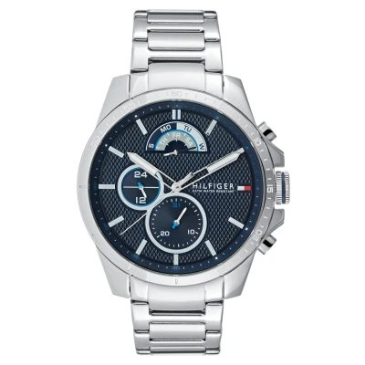 Afbeelding van Tommy Hilfiger Multifunctioneel analoog kwartshorloge voor heren met Armband van roestvrij staal, verkrijgbaar in verschillende kleuren, Blauw,