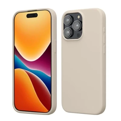 Afbeelding van kwmobile telefoonhoesje geschikt voor iPhone 15 Pro Max Hoesje met siliconen coating Smartphone case in crème