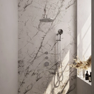 Afbeelding van Brauer Chrome Edition Regendouchesets inbouw hoofddouche 30cm Wandarm glijstang met inbouwdeel Gladde knoppen handdouche Rond 1 stand
