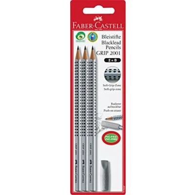 Image de Lot de 3 crayons graphite grip 2001 Faber Castell avec gomme