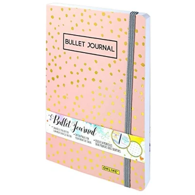 Afbeelding van Online Notitieboek, gestippeld, A5, premium dik papier, 120 g/m², FSC 144 pagina&#039;s design notitieboek Spotlights roze gebonden Bullet Journal gestippeld