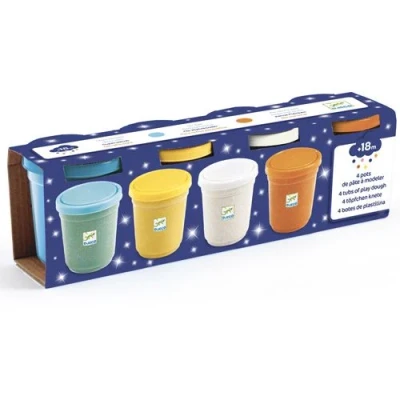 Afbeelding van Djeco 4 potjes boetseerklei glitters