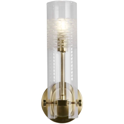 Afbeelding van Searchlight Scope Wandverlichting 10 X 29 Cm IP44 Satijn Messing En Transparant