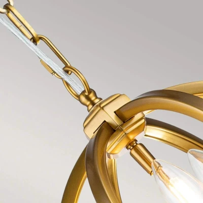 Afbeelding van Feiss LED Pendelarmatuur Corinne 3X E14 Max 60W Dimbaar Burnished Brass