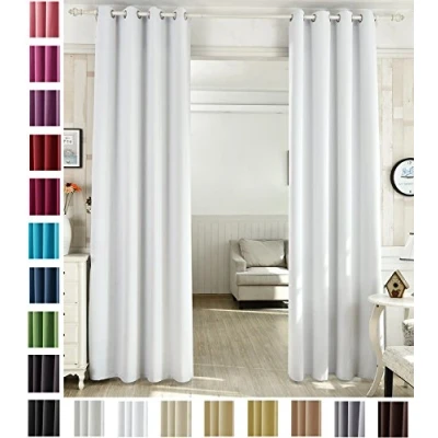 Afbeelding van WOLTU® 1 stuk verduisteringsgordijn van polyester, ondoorzichtig, ophanging met ogen, 135 x 225 cm, VH5866ws, grijs/wit