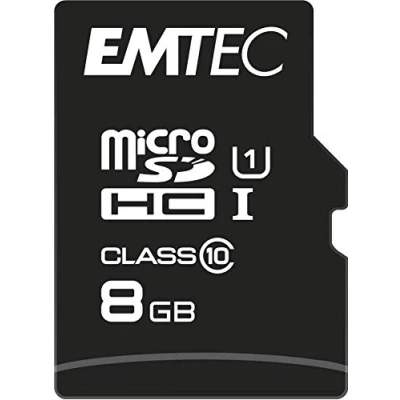 Afbeelding van EMTEC ECMSDM8GHC10GP microSD kaart klasse 10 Elite Gold serie UHS I U1 met performance adapter leessnelheid tot 85 MB/s zwart/goud 8 GB