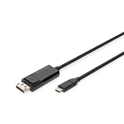Afbeelding van Digitus AK 300334 020 S USB C displaykabel DisplayPort / Aansluitkabel stekker, stekker 2.00 m Zwart Afgeschermd (drievoudig),