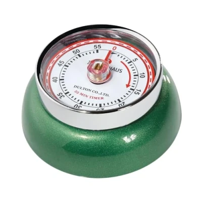Afbeelding van Zassenhaus Speed keukenwekker Ø 7 cm x 3 racegroen zonder batterijen roestvrijstalen behuizing magnetische timer retro analoge keukenklok 55 min