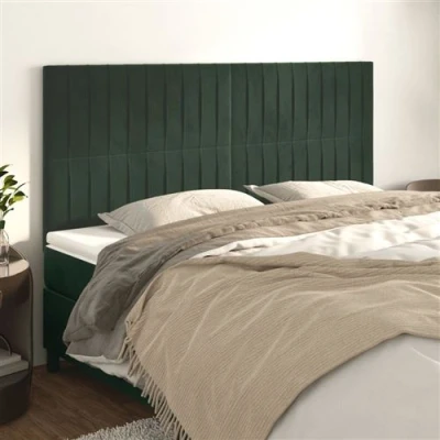 Afbeelding van vidaXL Hoofdborden 4 st 90x5x78/88 cm fluweel donkergroen