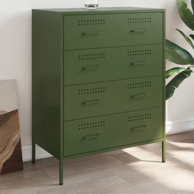 Afbeelding van Dressoir 68x39x89 cm staal olijfgroen