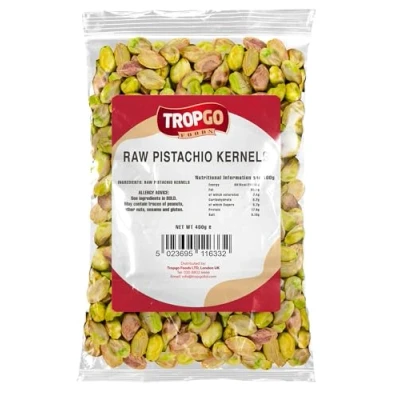 Image de Tropgo Graines de Pistaches crues 400 g sucrées et crémeuses Noix fraîches saines qualité supérieure Riche en fibres minéraux Parfait pour les collations