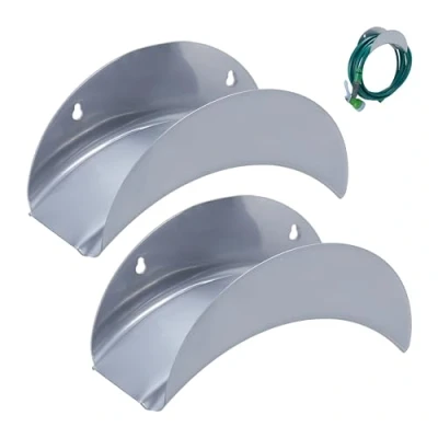 Afbeelding van Relaxdays Set van 2 wandhouders voor tuinslang 30 m 1/2 inch, metaal, grijs