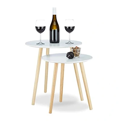 Afbeelding van Relaxdays Bijzettafel set van 2 Wit