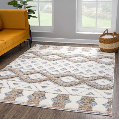 Afbeelding van Vloerkleed Focus Basic Hoogpolig Fluffy Scandinavisch Grijs Creme 140x200 CM