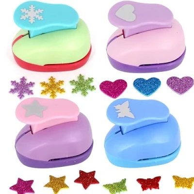 Afbeelding van XUBX 4 Stuks Papierperforator, Papierperforator Voor Knutselen, Papieren Perforators, Star Hart Vlinder Sneeuwvlok Perforators DIY Projecten, Scrapbooking Fotoalbum