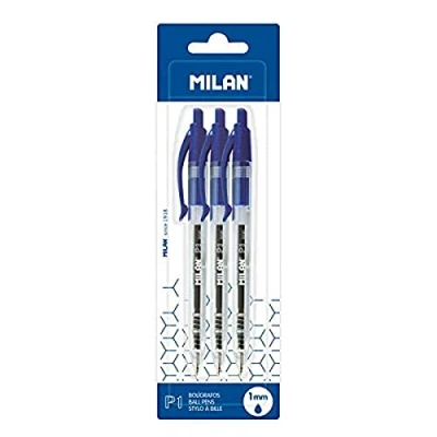 Afbeelding van Milan Balpen P1 Met Drukknop 1 Mm Blauw 3 Stuks