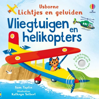 Afbeelding van Uitgeverij usborne lichtjes en geluidenboek vliegtuigen helikopters