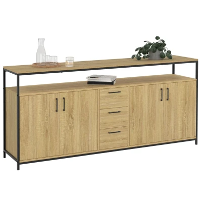 Afbeelding van 180 cm DETROIT XXL 4 deurs dressoir met laden in industrieel design