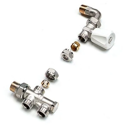 Afbeelding van Radiator aansluitset M22 recht open/dicht kraan. Artikelnr: M620001001
