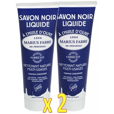 Afbeelding van Marius Fabre Vloeibare zwarte zeep met olijfolie natuurlijke multifunctionele reiniger 2 tubes van 250 ml