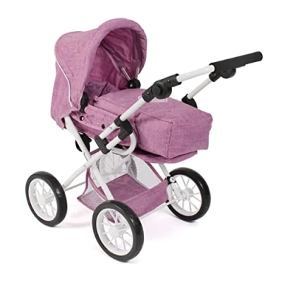 Afbeelding van LENI combinatie poppenwagen, jeans roze