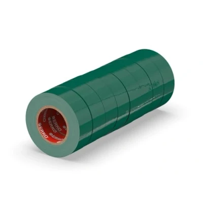 Image de ERKO Lot de 8 rubans isolants en PVC Vert 19 mm x 20 m Pour réparation câbles électriques Très flexible avec une forte adhérence Résistant aux produits chimiques Imperméable