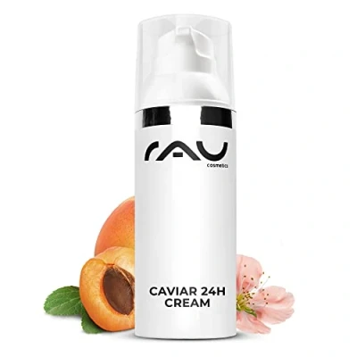 Afbeelding van RAU Caviar 24 h crème anti age gezichtscrème rijpe en/of droge huid met aloë vera, abrikozenpitolie, amandelolie, vitamine A en E oxidanten