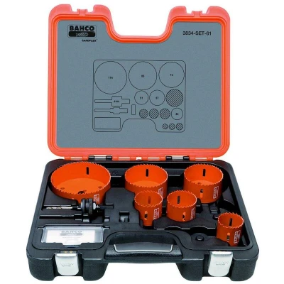 Afbeelding van BAHCO 3834 SET 61 Sandflex bi metalen gatzagenset voor metaal en houtsoorten 51 mm 114 7 delig
