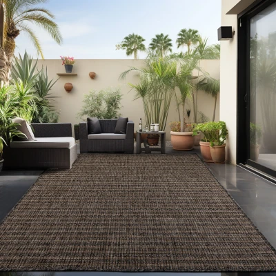 Afbeelding van Skanda Home Outdoor Binnen en Buiten Vloerkleed Uni Design Zwart Tapijt voor Tuin Terras Balkon 120x170 cm Polypropyleen