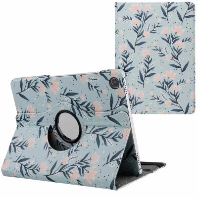 Afbeelding van iMoshion Tablet Hoes Geschikt voor Samsung Galaxy Tab A9 Plus 360 Draaibare Design Bookcase 2.0 Lichtblauw /Flowers