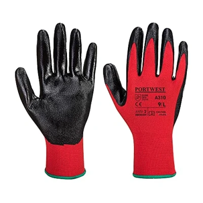 Afbeelding van Handschoen Nitril Flexo Grip Rood/zwart A310 Portwest