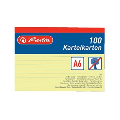 Image de herlitz Fiches bristol, format A6, ligné, jaune