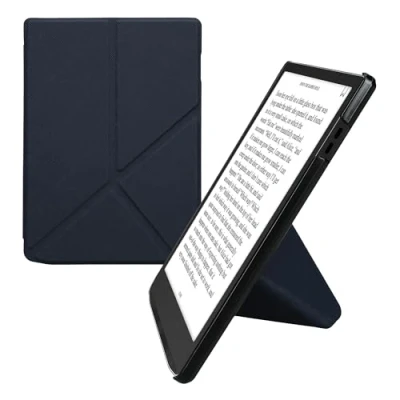 Afbeelding van kwmobile E reader hoesje geschikt voor Pocketbook InkPad 4 / Color 3 2 Vivlio hoes Ereader flip case met standaard cover van kunstleer In donkerblauw