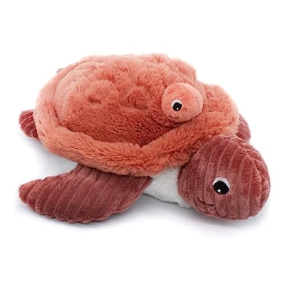 Afbeelding van LES DÉGLINGOS PTIPOTOS by SAUVENOU Schildpad Mom/Baby Terracotta zacht babypluche dier cadeau idee voor geboorte 29 cm